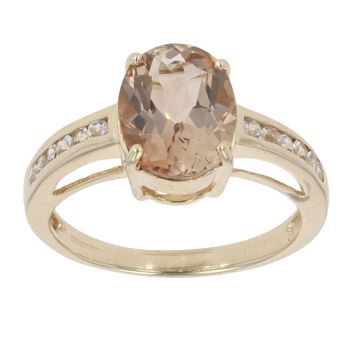 9ct Yellow Gold Cubic Zirconia and Smoky Quartz Ring