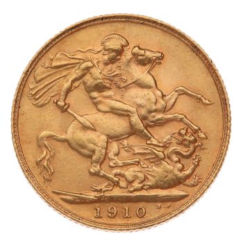 1910 Edward VII Large Head UK Full Sovereign Coin
