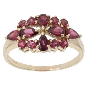 9ct Yellow Gold Pink Garnet Cluster Ring