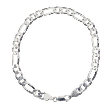 Silver Figaro Bracelet 8.5"