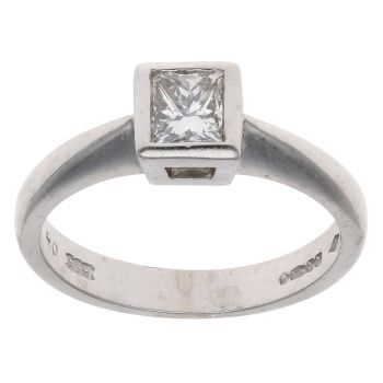 Platinum 0.40ct Princess Cut Diamond Solitaire Ring