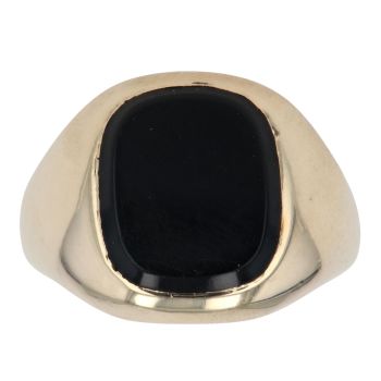 9ct Yellow Gold Onyx Rectangle Signet Ring