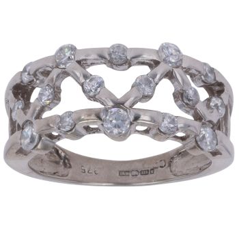9ct White Gold Cubic Zirconia Zig Zag Ring