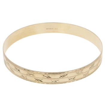 9ct Yellow Gold Two Row Star Patterned Bangle