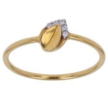 22ct Yellow Gold Cubic Zirconia Leaf Ring