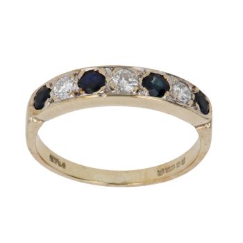 9ct Yellow Gold 0.30ct Brilliant Cut Diamond and Sapphire Eternity Ring