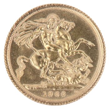 1966 Elizabeth II First Portrait UK Full Sovereign Coin