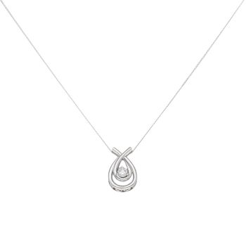 9ct White Gold 0.20ct Brilliant Cut Diamond Pendant And Chain 18"