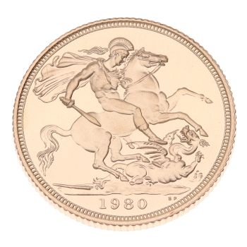 1980 Elizabeth II Decimal Portrait UK Full Sovereign Coin Boxed with Proof