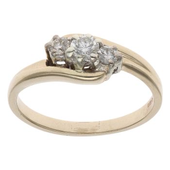 9ct Yellow Gold 0.20ct Brilliant Cut Diamond Trilogy Ring