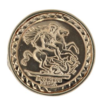 9ct Yellow Gold St George Coin Ring