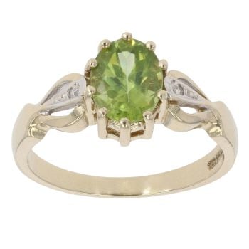 9ct Yellow Gold 0.02ct Diamond and Peridot Ring