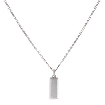 Platinum Bar Pendant and Curb Chain 18"
