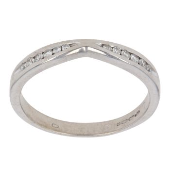 9ct White Gold 0.10ct Brilliant Cut Diamond Wishbone Ring