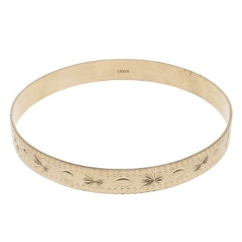 9ct Yellow Gold Patterned Bangle