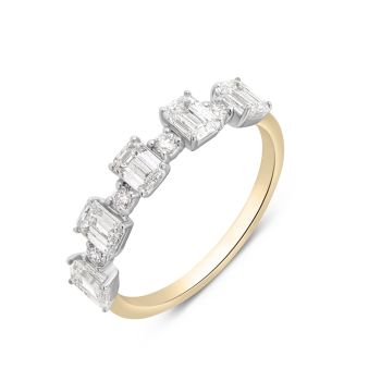 Silver 18ct Yellow Gold Plated 1.35ct Mixed Shape Lab Grown Diamond Eternity Ring