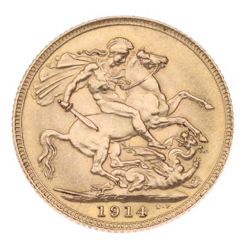 1914 George V Large Head UK Full Sovereign Coin