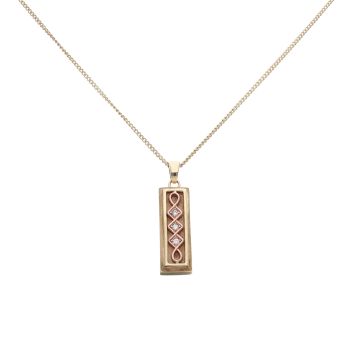 9ct Yellow and Rose Gold Clogau 0.05ct Diamond Pendant and Chain 18"