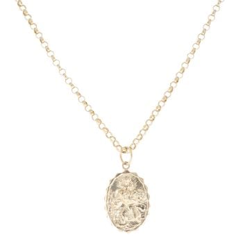9ct Yellow Gold St George Pendant and Chain 22"