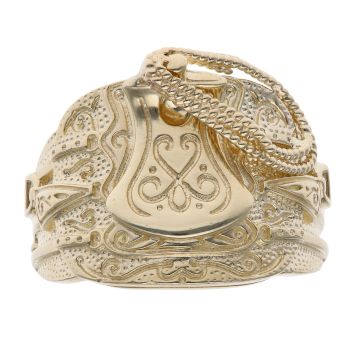 9ct Yellow Gold Patterned Saddle Ring