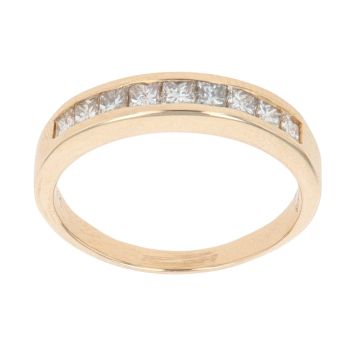 18ct Yellow Gold 0.59ct Princess Cut Diamond Half Eternity Ring
