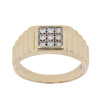 9ct Yellow Gold Cubic Zirconia Signet Ring