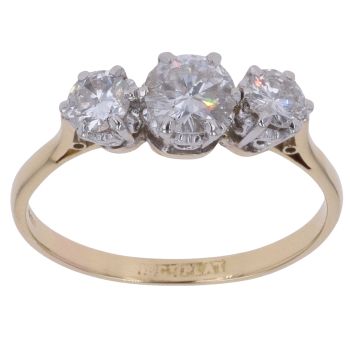 9ct Yellow Gold 1.50ct Brilliant Cut Diamond Graduated Trilogy Ring