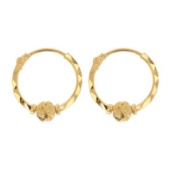 22ct Yellow Gold Bead Hoop Earrings