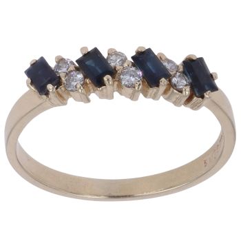 9ct Yellow Gold 0.10ct Diamond and Sapphire Fancy Ring
