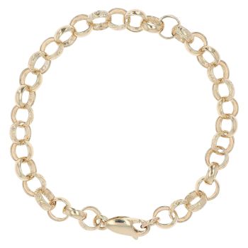 9ct Yellow Gold Patterned and Plain Belcher Bracelet 8"