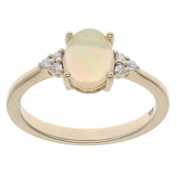 9ct Yellow Gold 0.05ct Diamond And Opal Ring