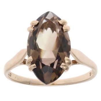 9ct Yellow Gold Smoky Quartz Single Stone Ring
