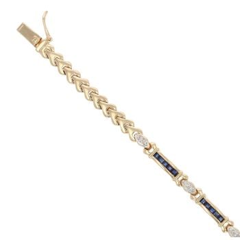 9ct Yellow Gold 0.05ct Diamond And Sapphire Fancy Bracelet 7"