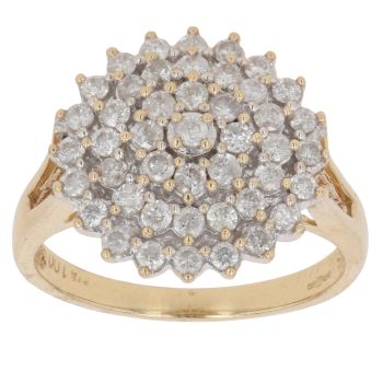 18ct Yellow Gold 1.00ct Brilliant Cut Diamond Cluster Ring
