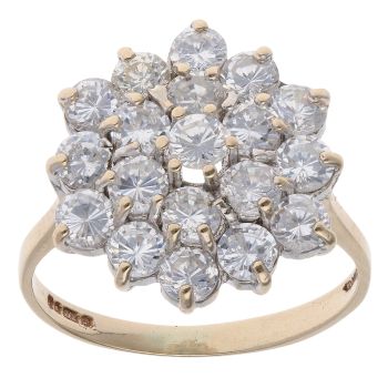 9ct Yellow Gold Cubic Zirconia Daisy Cluster Ring