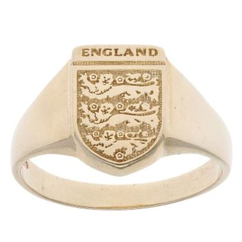 9ct Yellow Gold England Three Lions Shield Signet Ring