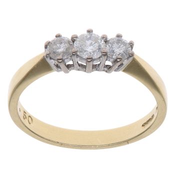 18ct Yellow Gold 0.50ct Brilliant Cut Diamond Trilogy Ring