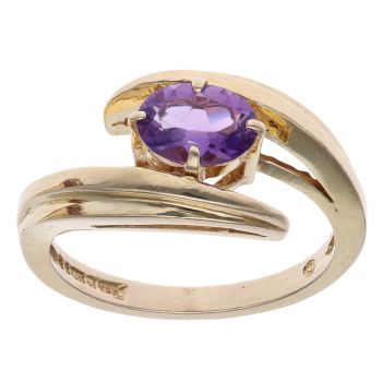 9ct Yellow Gold Amethyst Solitaire Ring