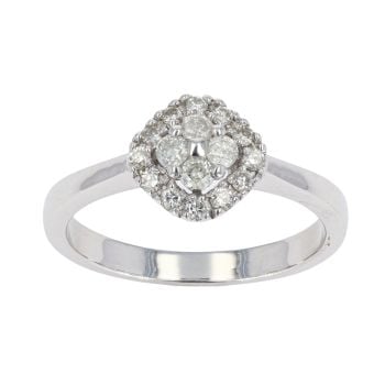 9ct White Gold Diamond Cluster Ring by Anya Belle