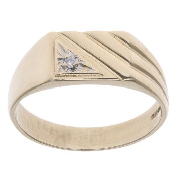 9ct Yellow Gold 0.05ct Diamond Signet Ring