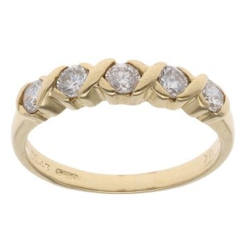 18ct Yellow Gold 0.43ct Brilliant Cut Diamond Five Stone Ring