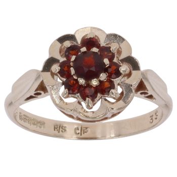 9ct Yellow Gold Garnet Cluster Ring