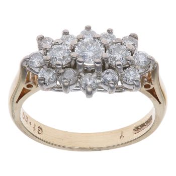 9ct Yellow Gold 1.00ct Brilliant Cut Diamond Cluster Ring