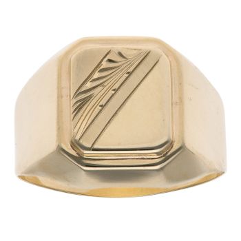 14ct Yellow Gold Patterned Signet Ring