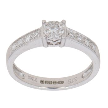9ct White Gold 0.16ct Diamond Cluster Ring