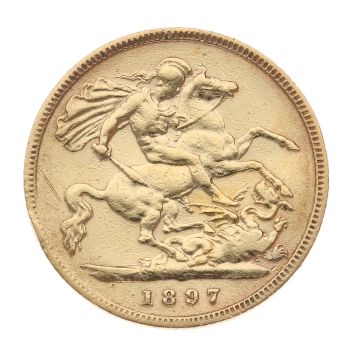 1897 Victoria Old Head UK Half Sovereign Coin