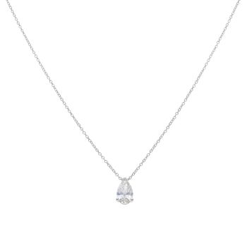 9ct White Gold 1.00ct Pear Cut Lab Grown Diamond Pendant and Chain 18"