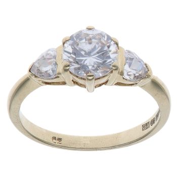 9ct Yellow Gold Cubic Zirconia Heart Solitaire Ring