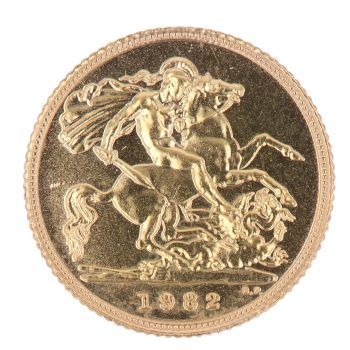 1982 Elizabeth II Decimal Portrait UK Half Sovereign Coin