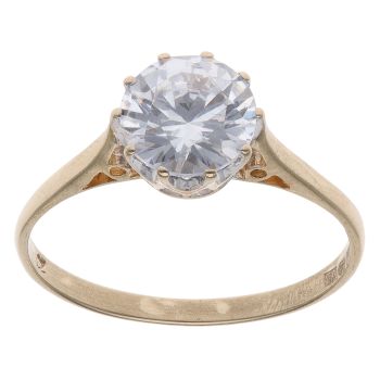 9ct Yellow Gold Cubic Zirconia Solitaire Ring